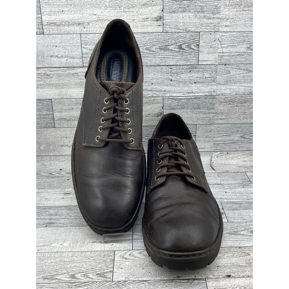 Born Men Brown Leather Derby Shoes Lace Up Lug Sole Handcrafted Comfort Sz 11.5